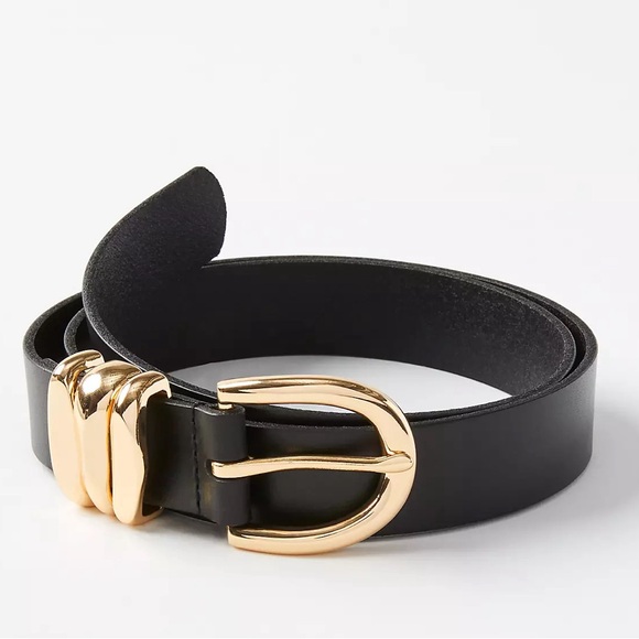 LOFT Accessories - Loft Women’s Medium - Molded Buckle Leather Belt Black
